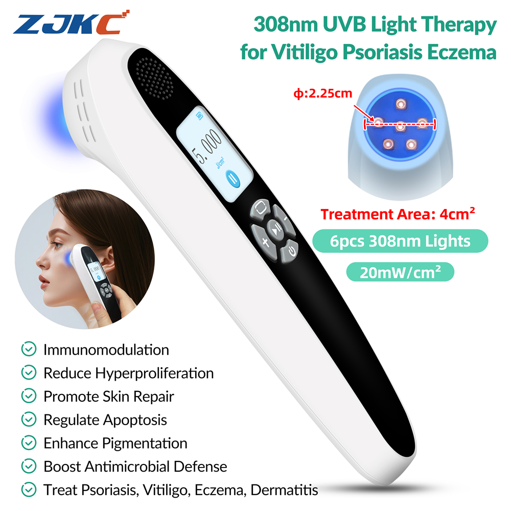 ZJKC Vitiligo Treatment Machine 308nm UVB Light for Psoriasis Eczema at Home Enhance Pigmentation Immunomodulation 20mW/cm²