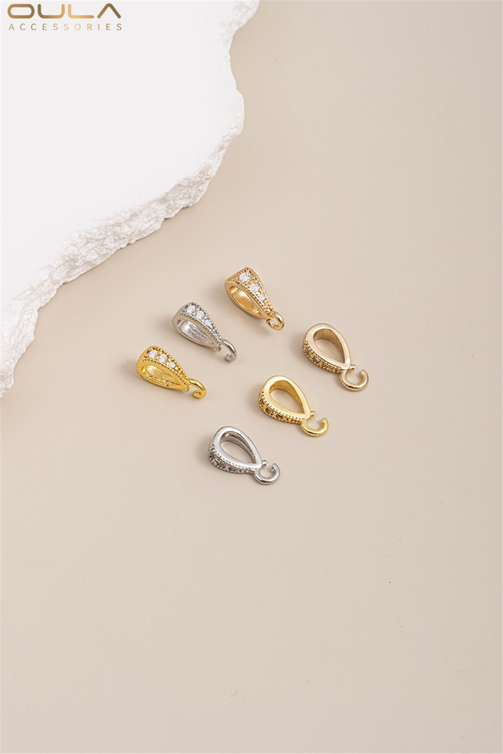 1pcs 14K Gold-plated 18K Real Gold Zircon Melon Seed Clasp Diy Necklace Pendant Clasp Accessory