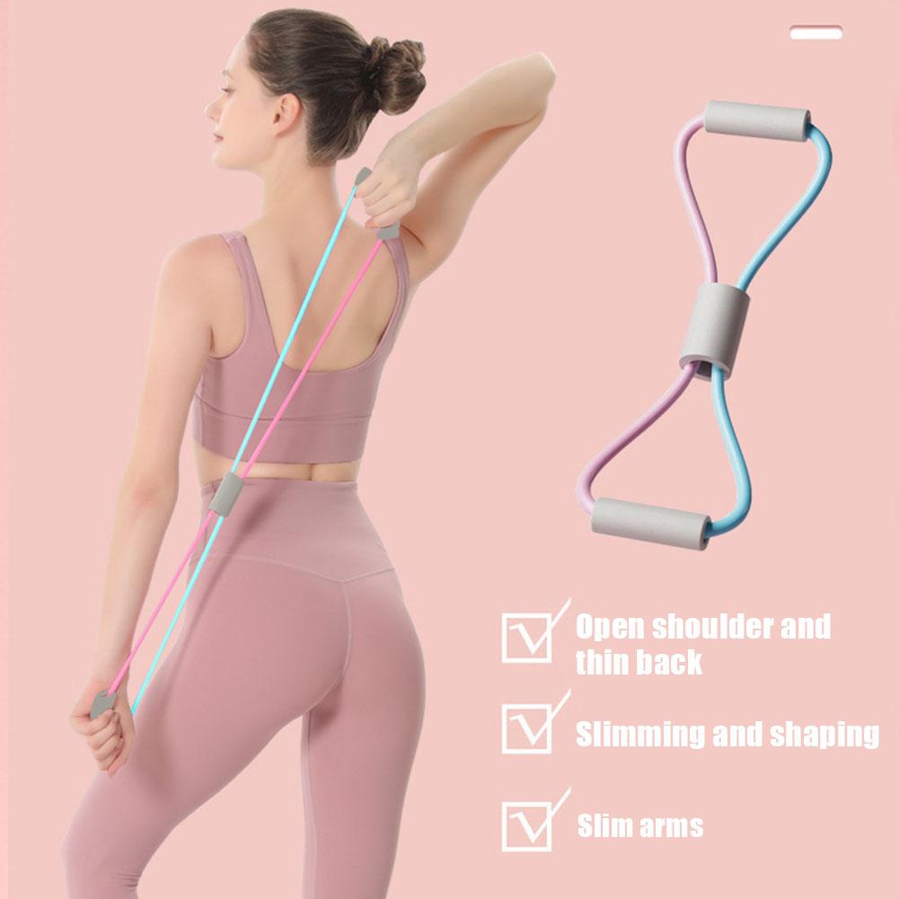Resistance Bands Yoga 8 Word Tension Device Back Training Arm Open Fitness Rope Neck Exercise Stretch Equipment Belt Silico U9v3