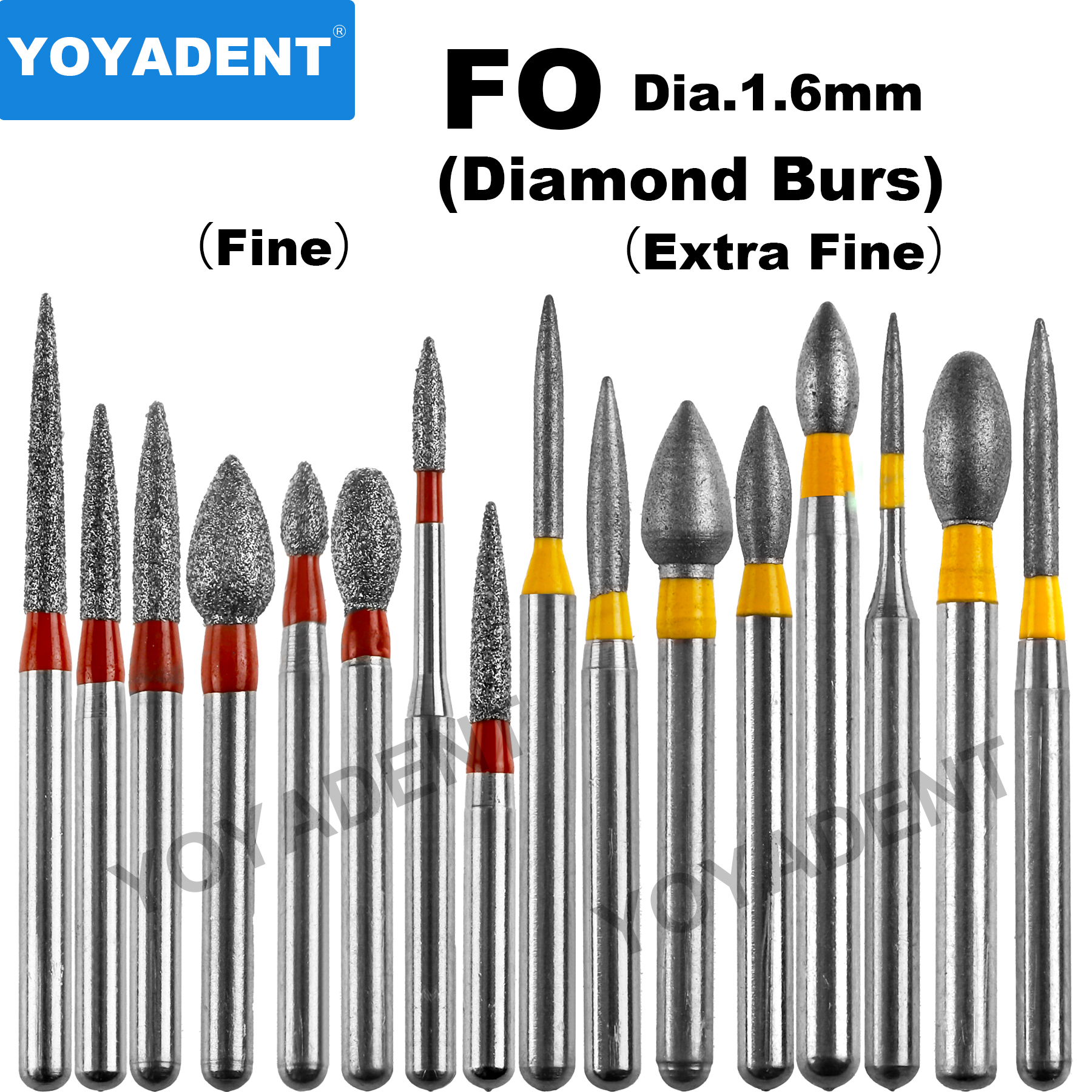 FO Type Dental Diamond Burs Dentistry Drills Dental Burs for High Speed Turbines Dentist Tools 1.6mm 10Pcs/Pack