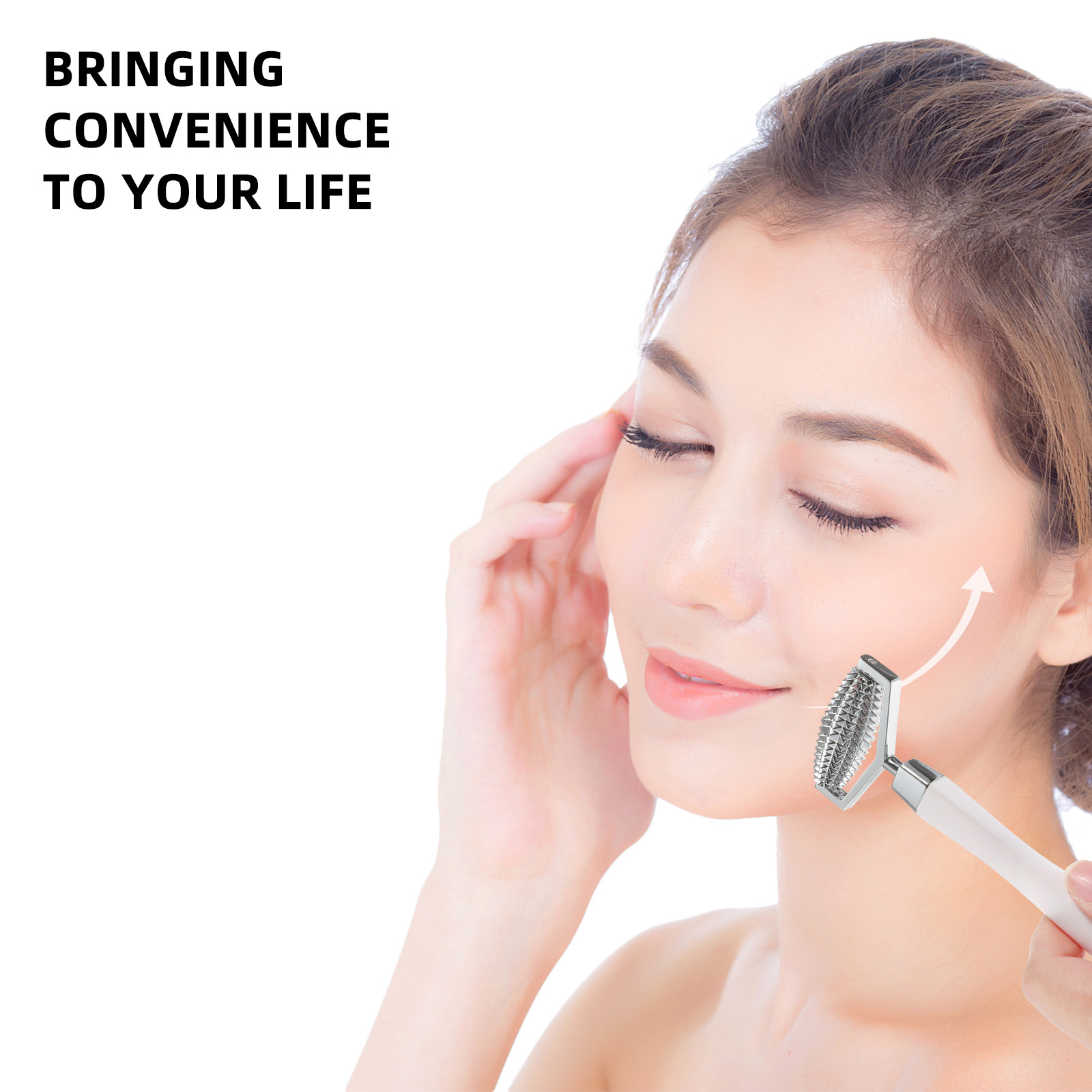 1pc Portable Face Massager Beauty Instrument Zinc Alloy Skin Tightening Facial Roller Tool for Women Gift 118 Characters