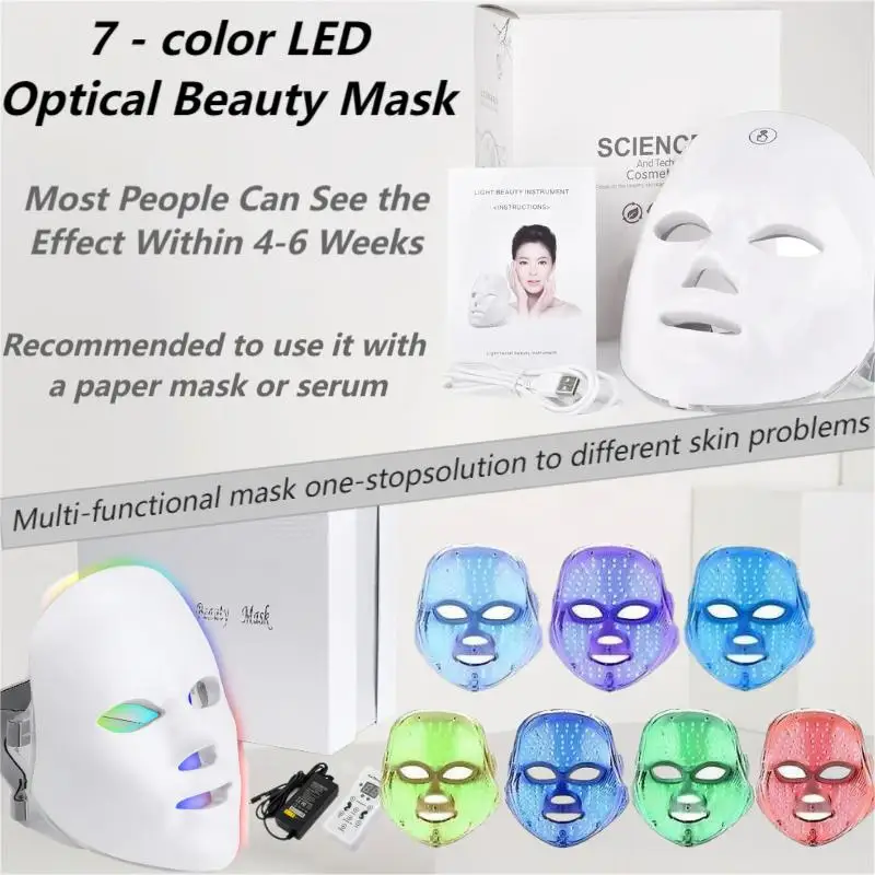 7 couleurs lumineux LED masque photothérapie masque soin du visage anti - pox machine visage cou beauté LED masque