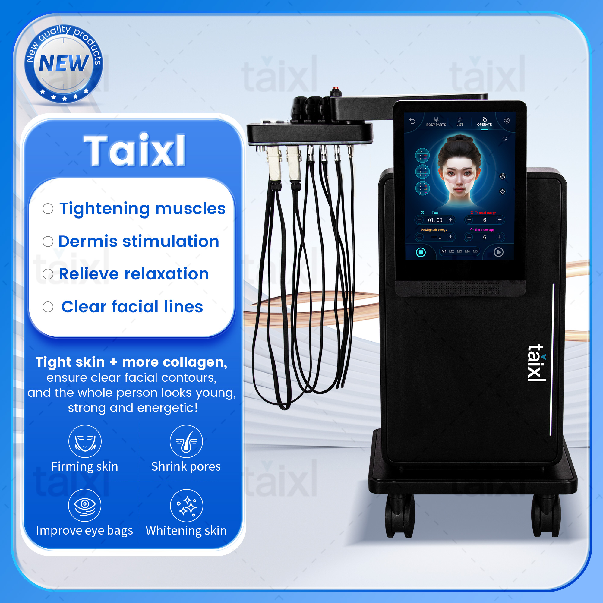 EMRF Care Facial Lifting Electric Massage Painless Facial Lifting Face Magnetic Firming Improve Anti Aging Machine