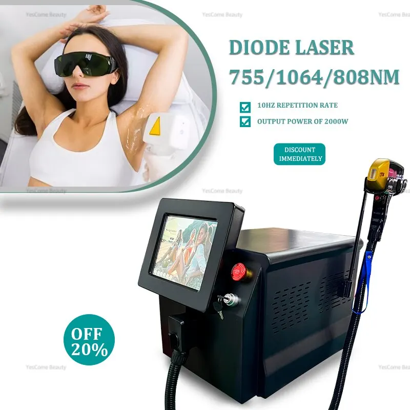 Portable Soprano SHR Diode Laser Hair Removal 755 808 1064nm Triple Wave Ice Cooling Painless Permanent Salon Device