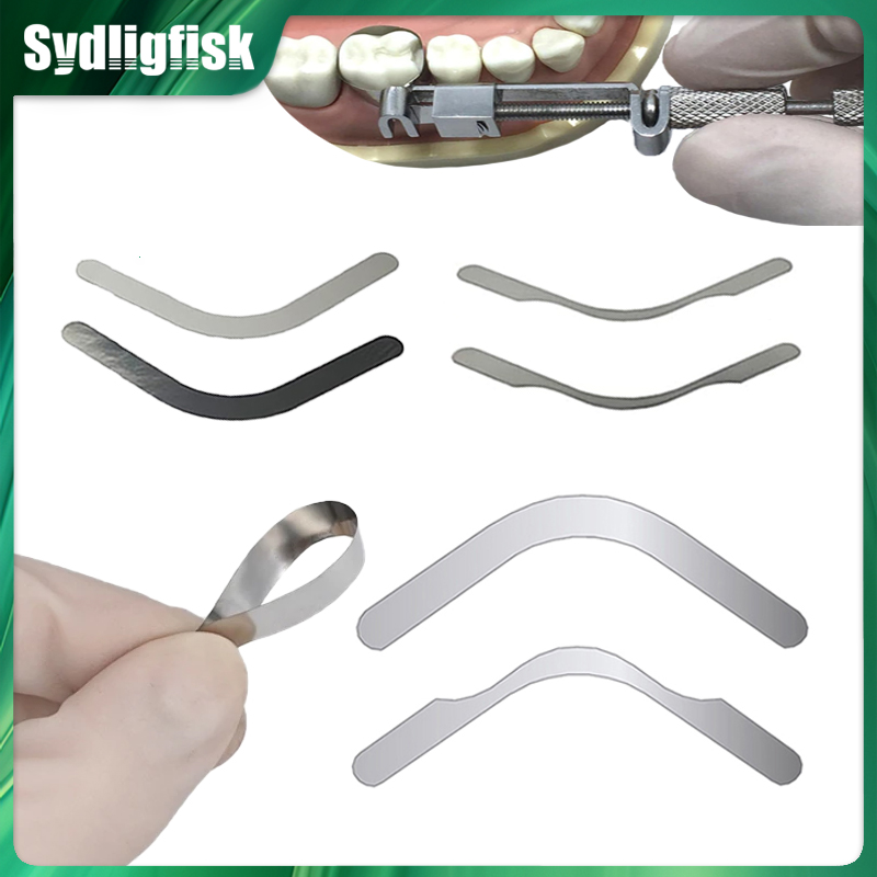 20Pcs Dental Matrix Bands Tofflemire Stuck Sectional Contoured Matrices Gingival Wall Lift Large Curvature Dentistry Materials