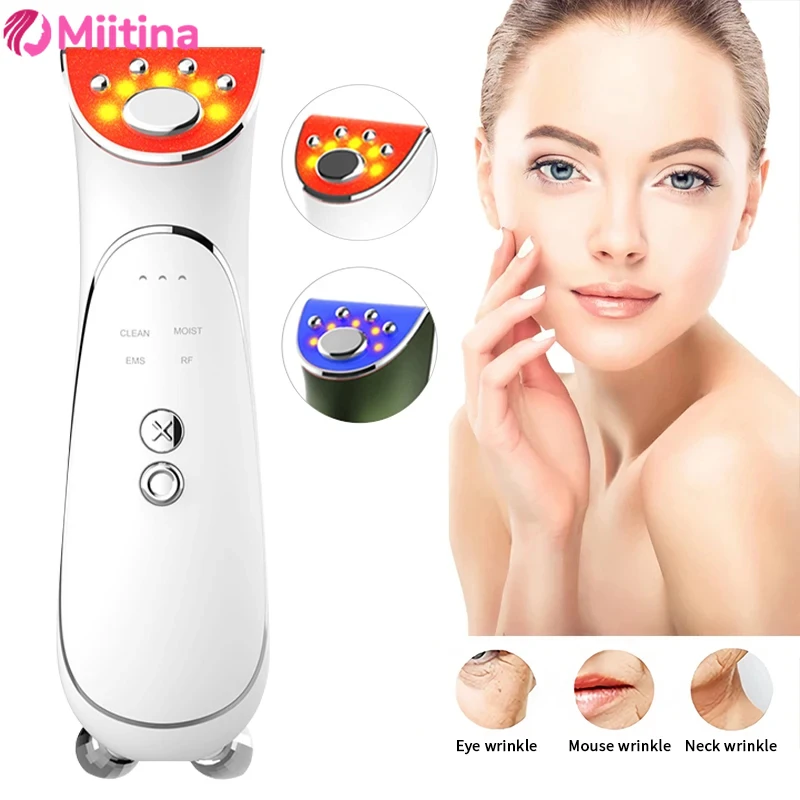 EMS Facial Massager LED Light therapy Sonic Ion Vibration Skin Tightening Anti Wrinkle Face Lifting Skin Rejuvenation Skin Care