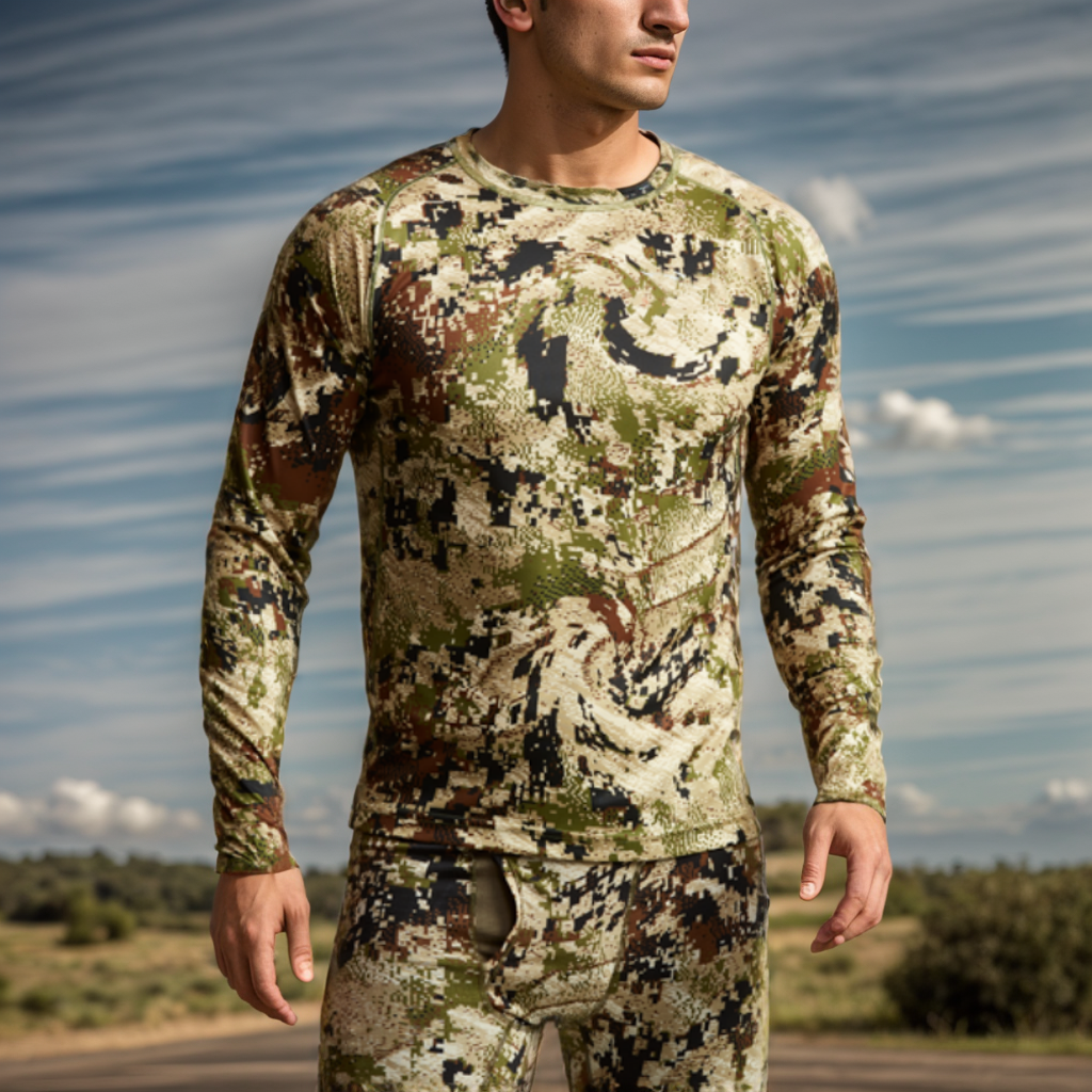 Men's Fall hunting long sleeve pullover Antibacterial Quick drying sweat camo Fishing hunting T-shirt