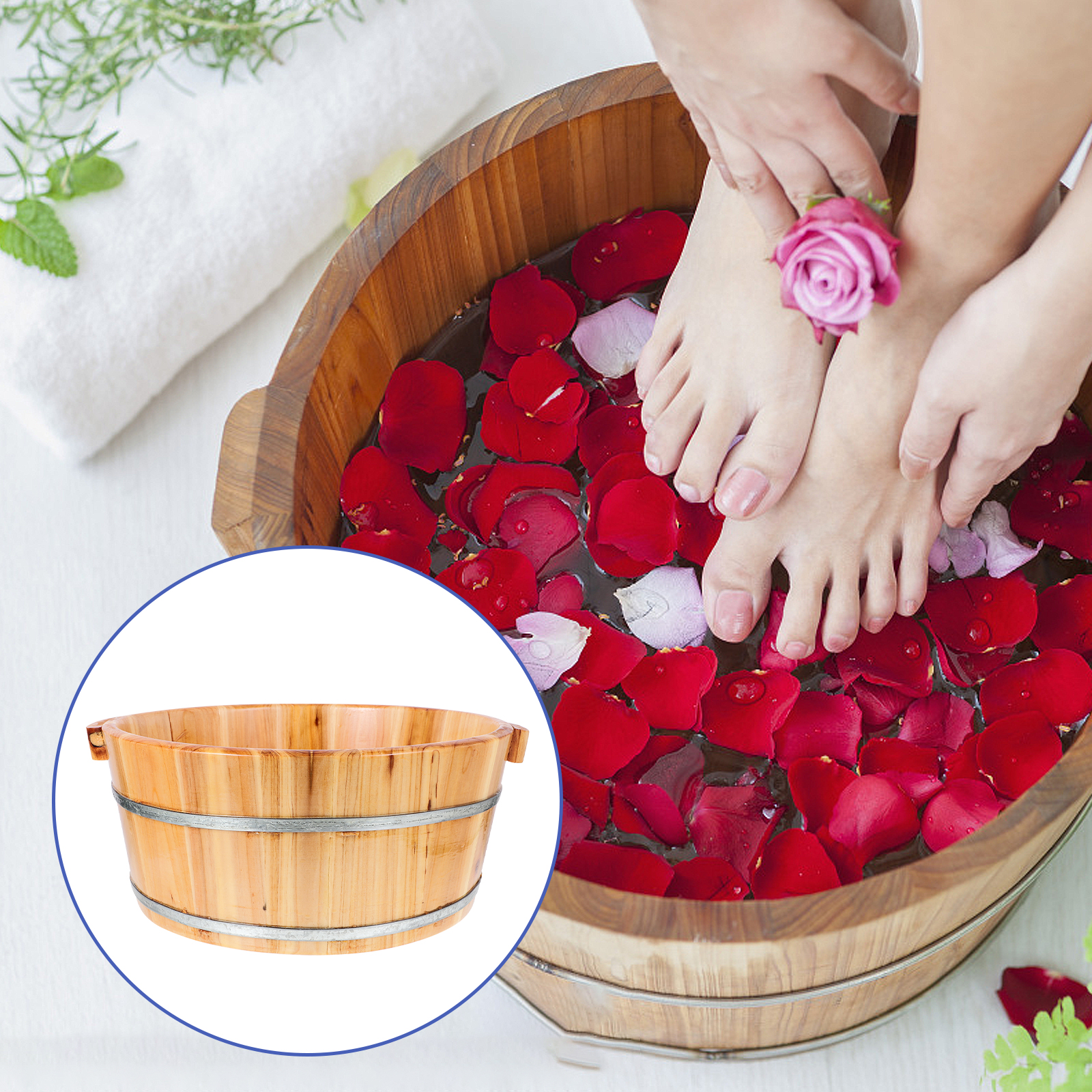MultiUse Foot Care bath Basin Portable Bucket Household Foot Bucket Spa Barrel Wood Bucket For Foot Bath Soak Foot Washing Basin