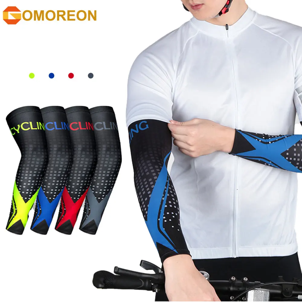 GOMOREON 1Pair Cooling Arm Sleeves for Men Women UV Sun Protection Sports Tattoo Sleeves for  Sports Cycling Running Basketball