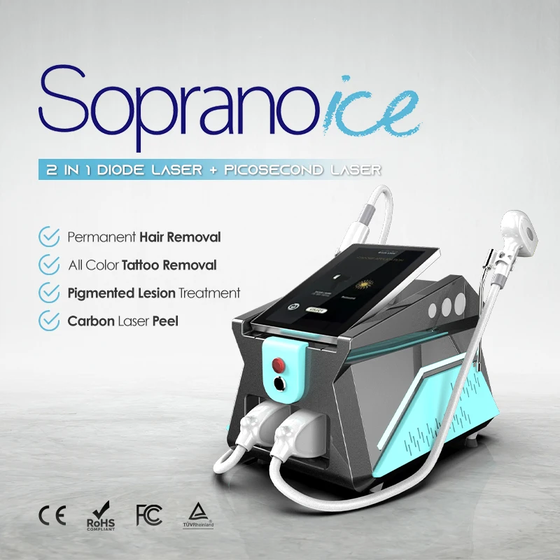 2 in 1 Picosecond Diode Laser Hair Removal Machine SHR Nd YAG Tattoo Removal Device for Pigmentation Disorder Treatment