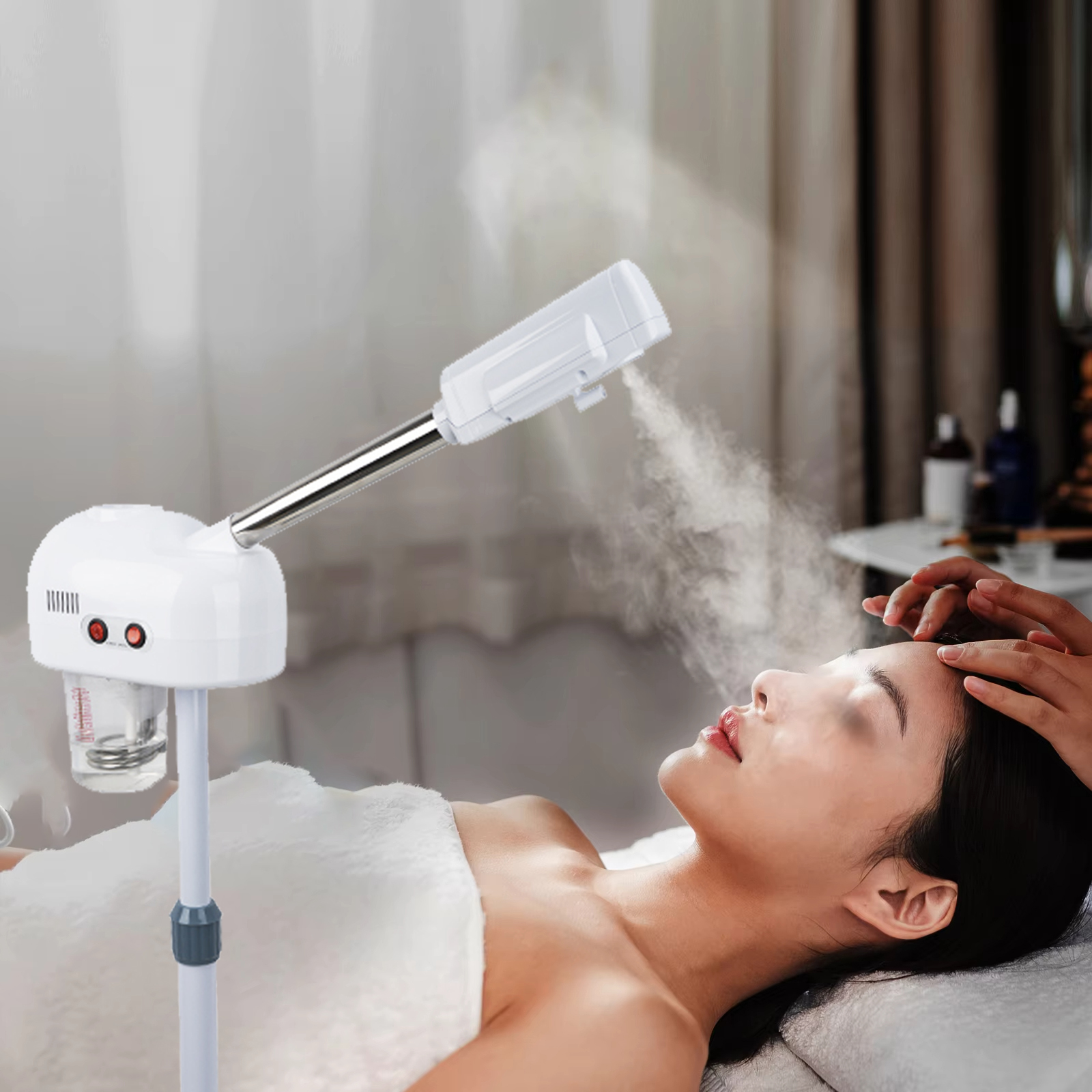 Facial Steamer Ozone Face Warm Mist Humidifier SPA steamer Height Adjustable 360° Rotatable Salon/Household Face Sauna Steamer