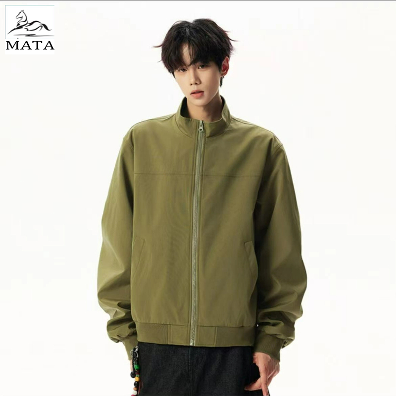 American retro M65 jacket stand collar jacket men's autumn and winter solid color casual loose zipper workwear flying jacket