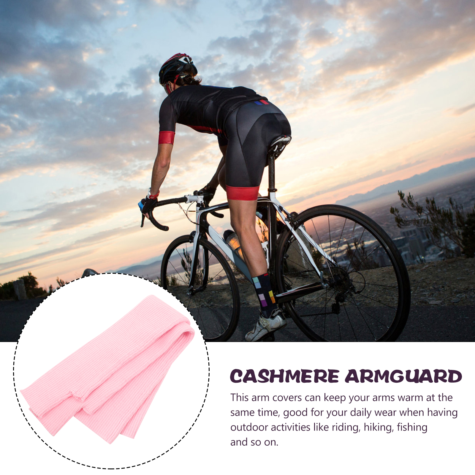 Cashmere Arm Sleeves Women Warm Woolen Arm Covers 50cm Forearm Baseball Basketball Sleeves Pink Long