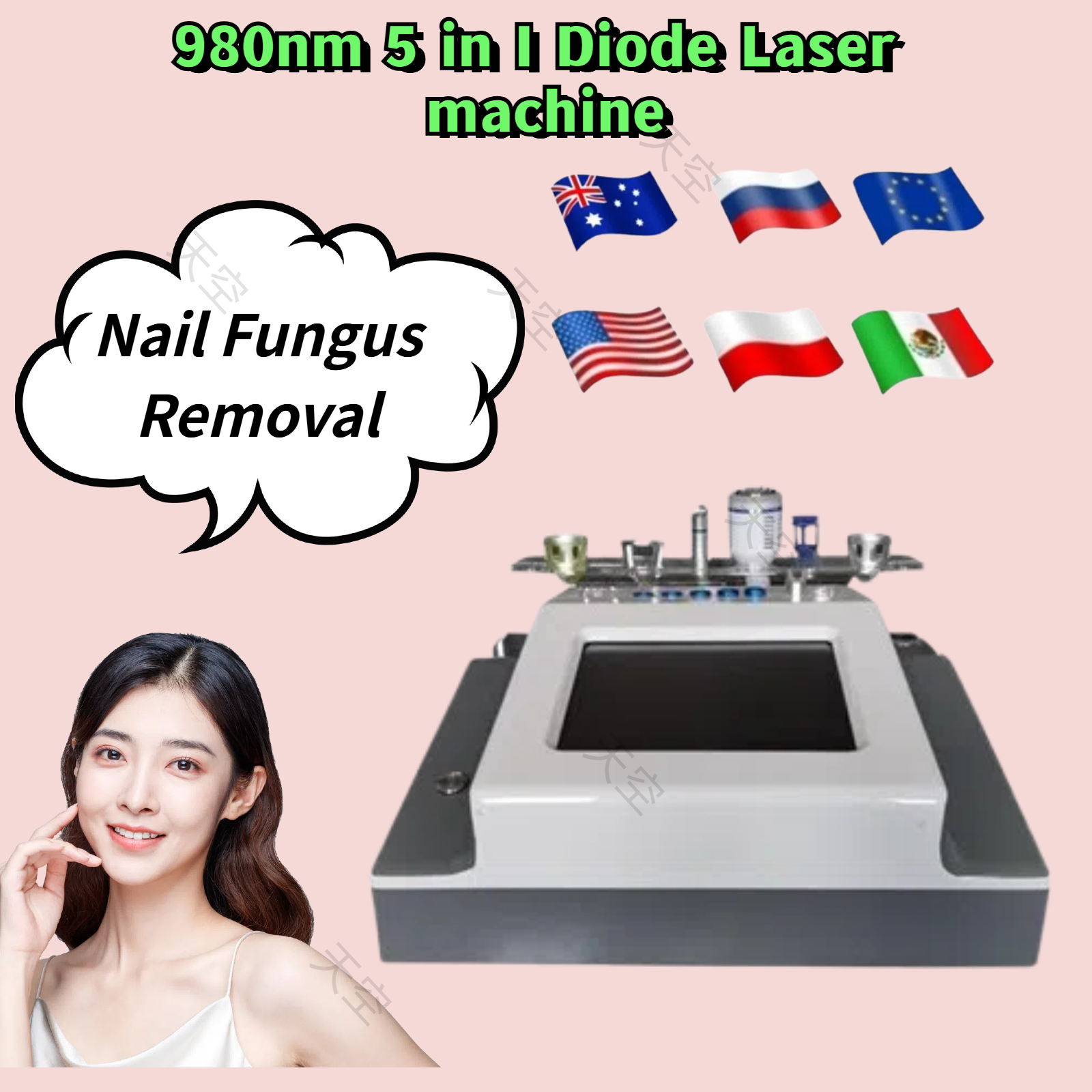 BEST 5 in 1 980nm Diode Laser Vascular Removal Machine Remove Spider Veins 980 Diode Laser Blood Vessels Removal Nail Fungus.