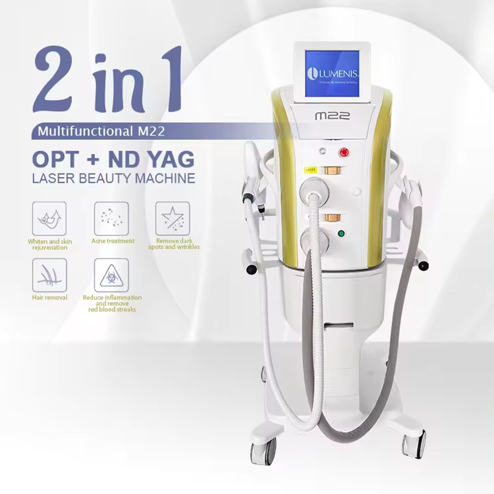 2 in 1 IPL SHR Nd YAG Laser Hair Removal Machine PMU Tattoo Pigment Correct Skin Rejuvenation Professional Beauty Equipment