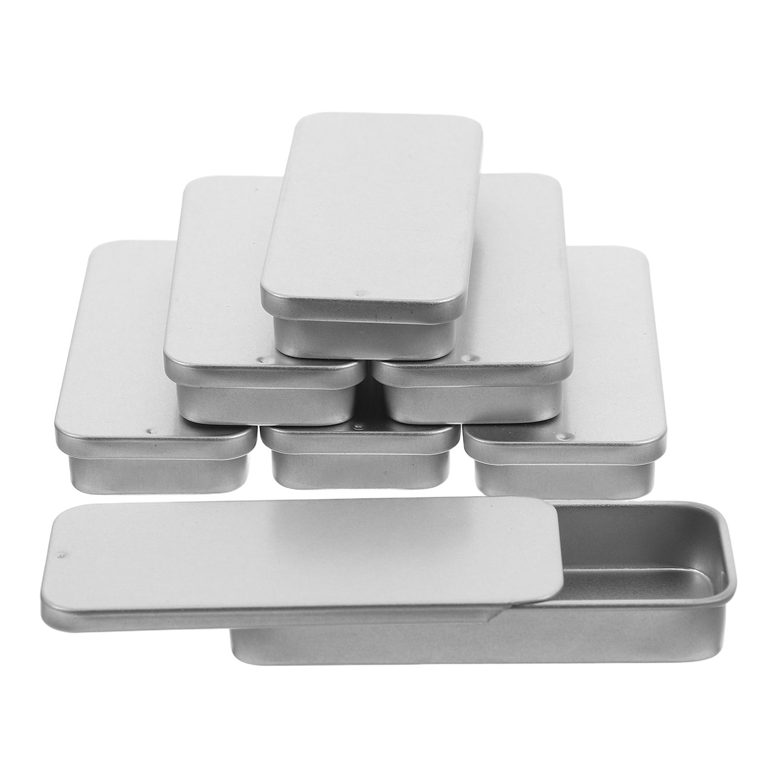 18pcs Balm Boxes Tinplate 50X25X10mm Matte Silver Push Pull Empty Tins Storage Small Gifts Jewelry Metal Containers Tin