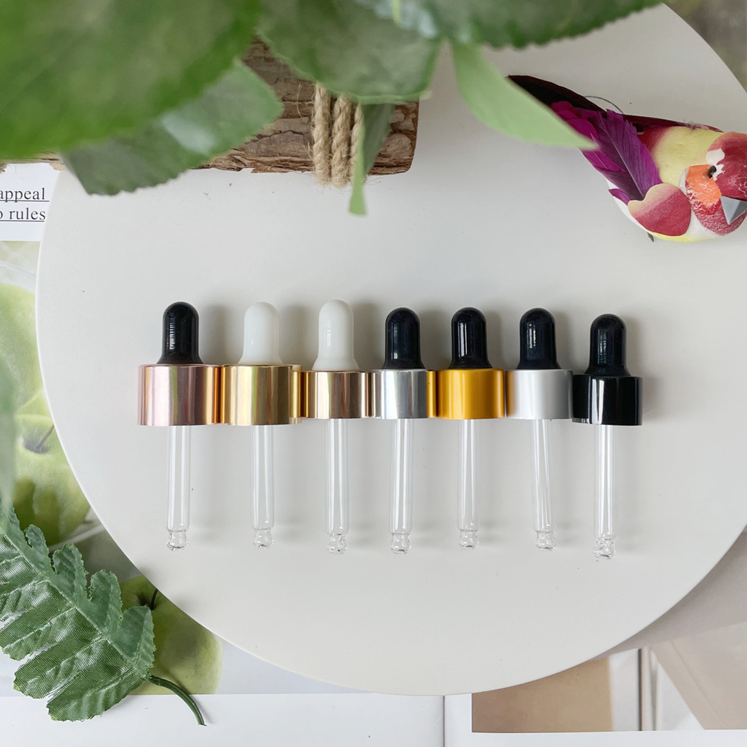 100Pcs/Lot 18/20MM Hair Essential Oils Serum Dropper Bottle Aluminum Cap for Empty Perfumes Liquid Skincare Cosmetics Containers