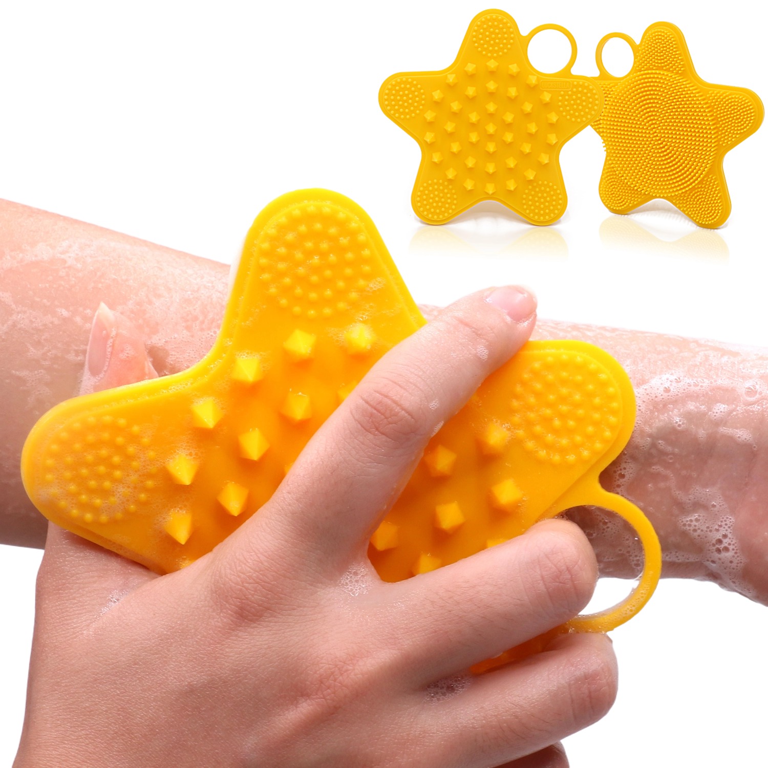 Soft Silicone Exfoliating Brush Womens Manual Body Cleansing Scrubber Shampoo Shower Gentle Massage Bath Brush