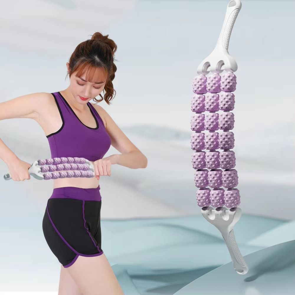 Portable Three Rows Curved Massage Roller Multifunction Anti Cellulite Yoga Massage Stick Sports Fitness Fascia Stick Calves