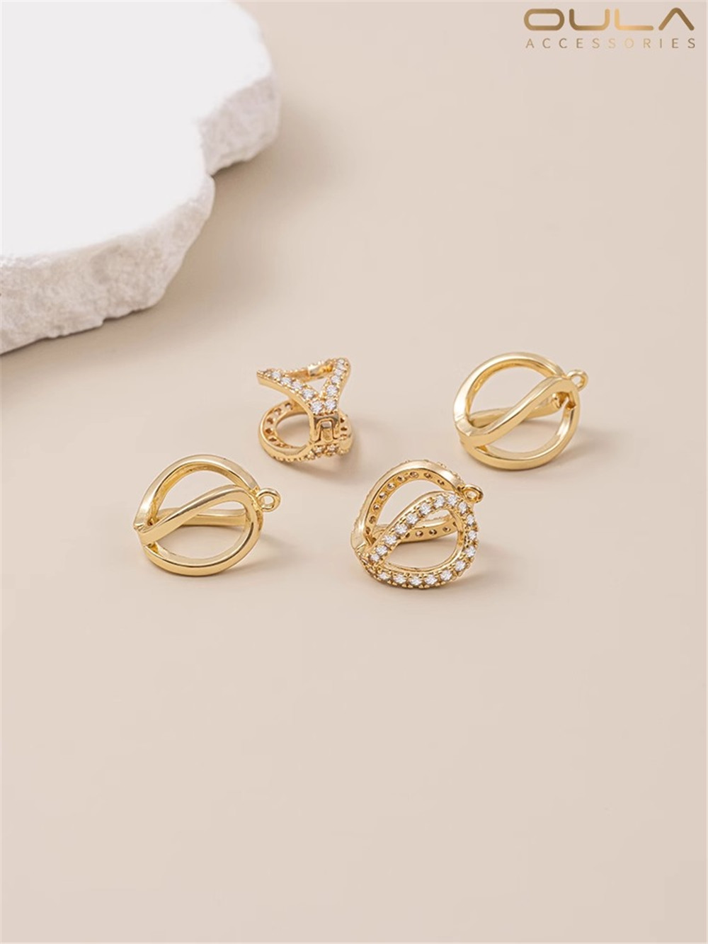 14K Bag Gold Color Pearl Necklace Diagonal Buckle Universal Pendant Buckle Diy Button Bag Bead Buckle Sweater Chain Accessories