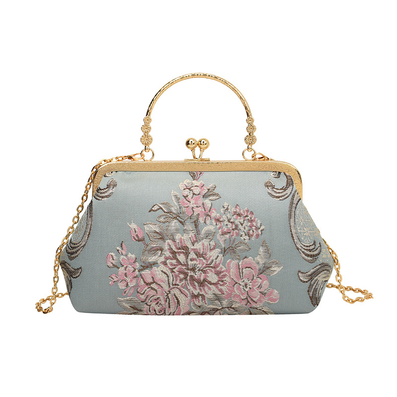 New Artistic Embroidered Mouth Gold Bag, Elegant and Stylish Cheongsam Bag, Trendy Chain Single Shoulder Crossbody Bag