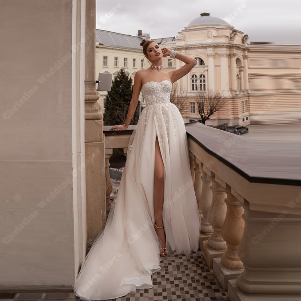 Sweetheart Collar Women Wedding Dresses Elegant Lace Print Mermaid Prom Gowns Mopping Length Party Vestidos De Novias Customized