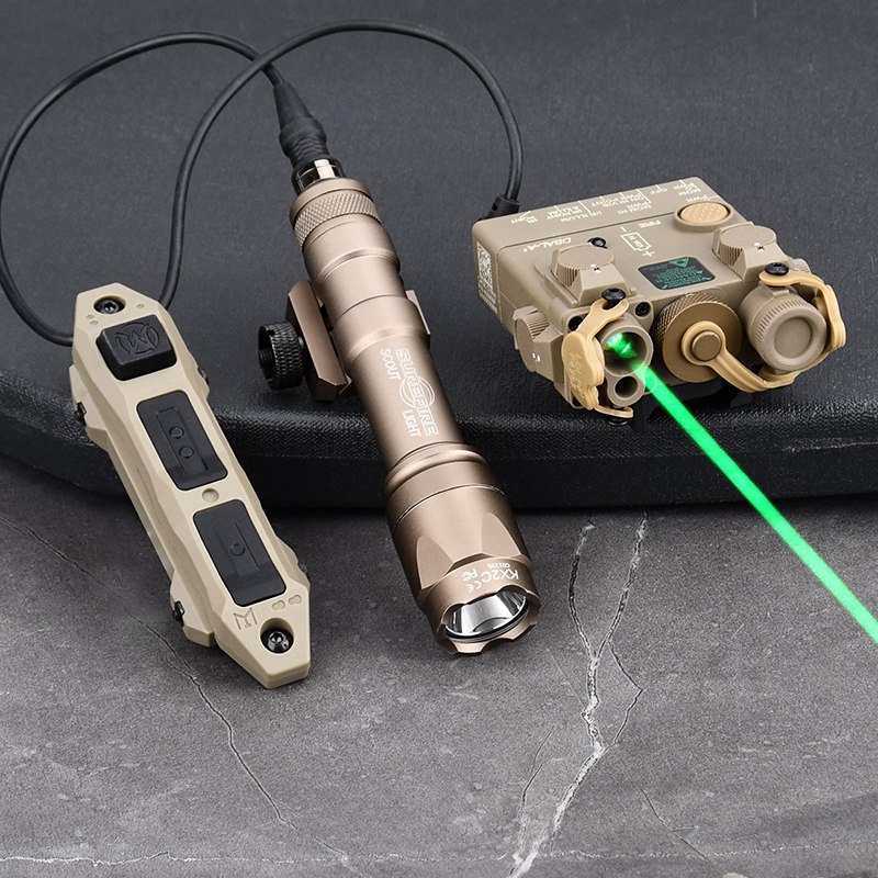 WADSN DBAL A2 Red Green Laser + SF Surefir M300 M600 Flashlight + Dual-function Remote Control Pressure Switch Fit 20mm System