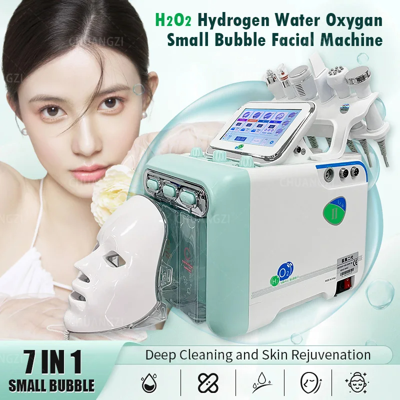 New 6-In-1 Small Bubble Radio Frequency Enhancement Spray Blackhead Removal Rejuvenating Water Oxygen Facial Care Machine