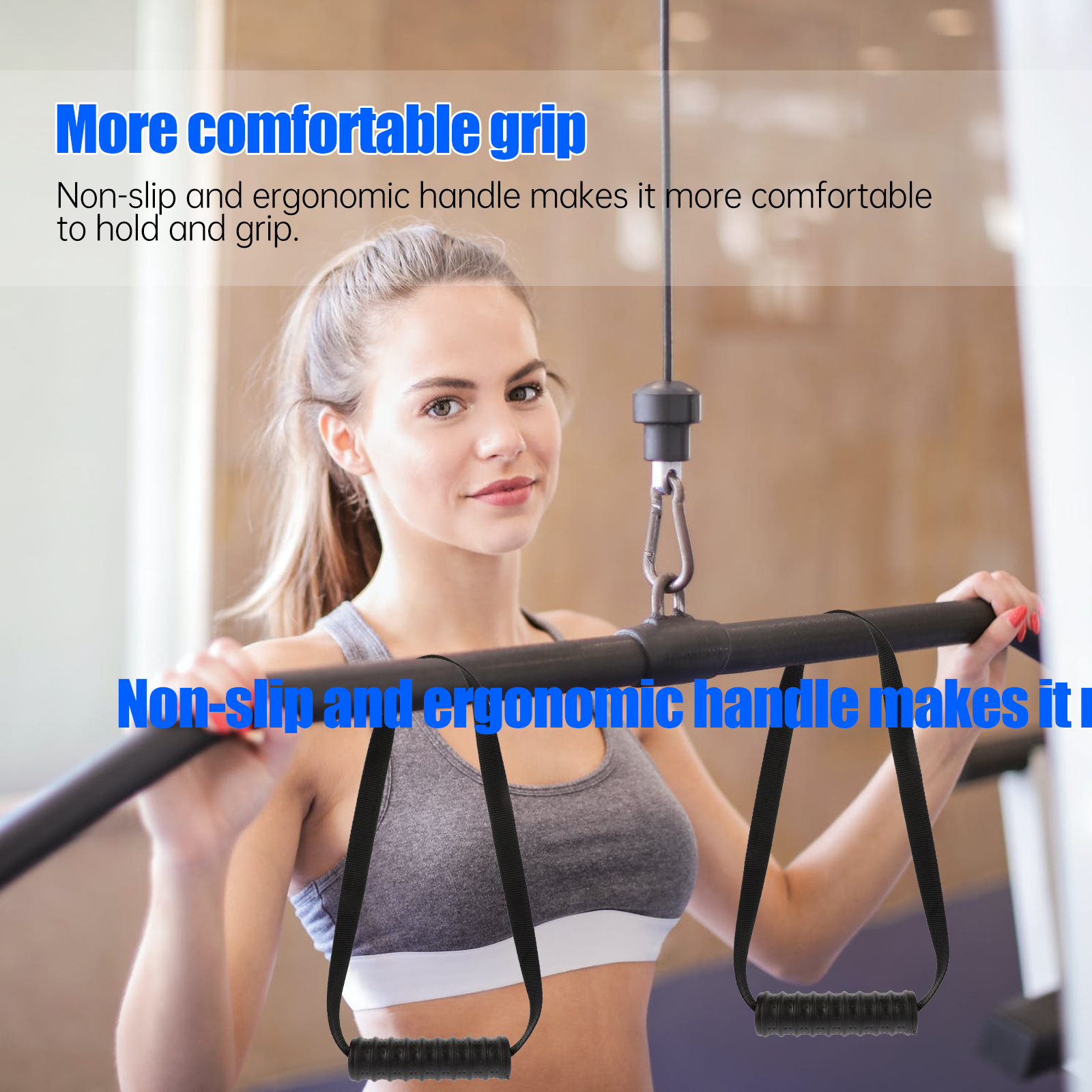 Grip Fitness Device Pull Rope Handle Ergonomic Non-Slip Workout Handles for Resistance Bands Cable Machines Home Gym Exercise