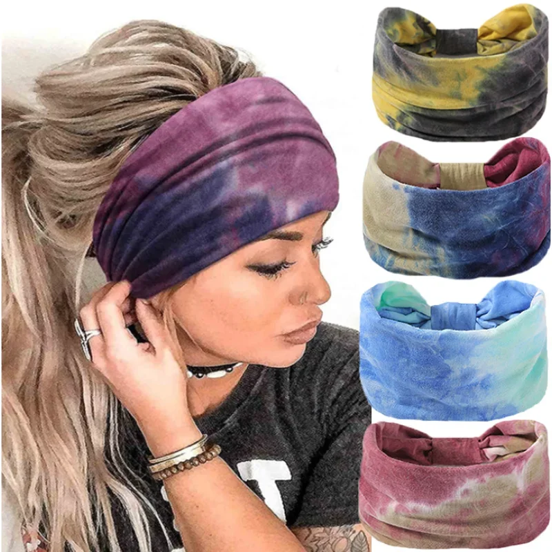 Women Gradient Color Print Headband Summer Headband Elastic Head Wrap Hair Band Headband Fast Delivery