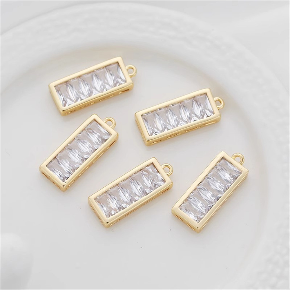 1pcs 14k Gold Color Preservation Rectangular Inlaid Zircon Ladder 8*18mm Pendant Diy Jewelry Charm Pendant