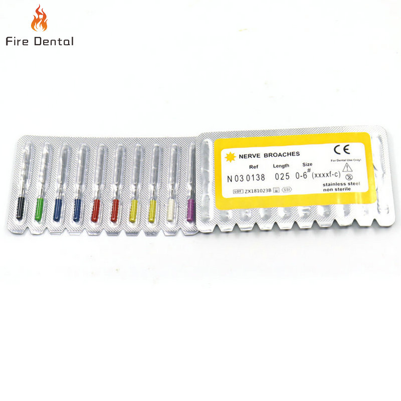 Dental Barbed Broaches with Handle 10pcs/Pack 25mm Nerve Broaches Stainless Steel  Endodontic Accessories for Dentistry