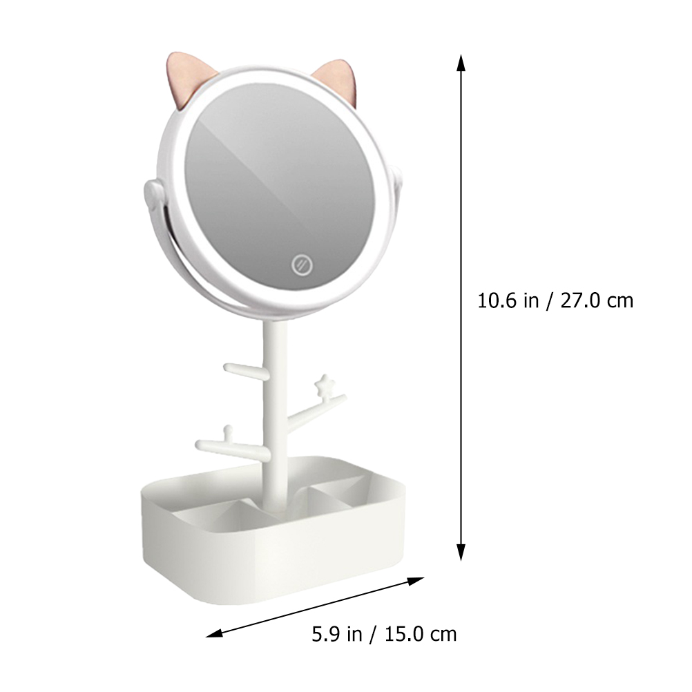 Vanity Mirror LED Makeup Desk Lamp Foldable Travel 360 Swivel Smart Dimming High Definition Plastic Glass Bedroom Desktop