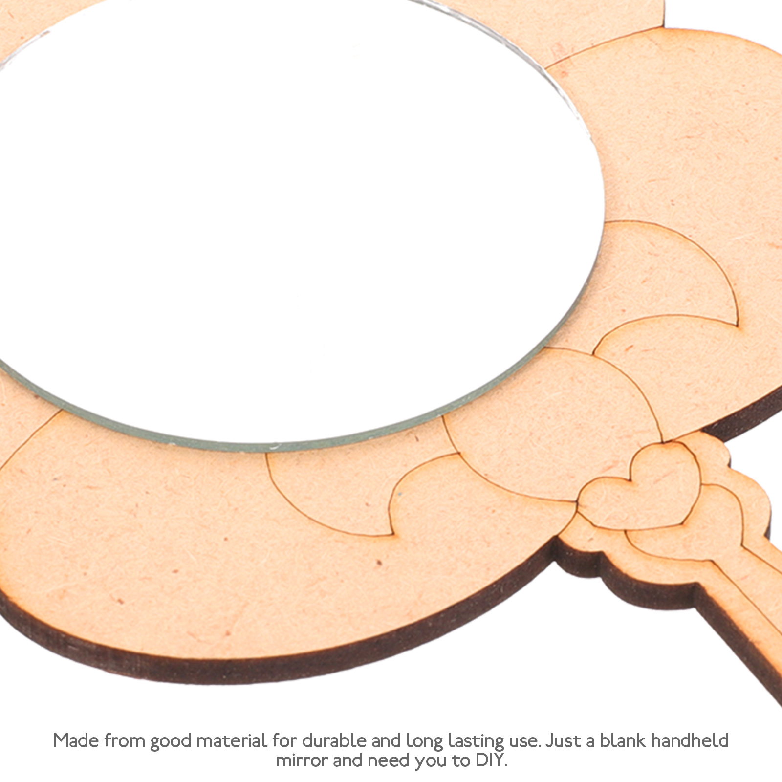 2PCS Wooden H DIY Craft Supply Mini Light Brown Unpainted Kids Toy Blank Mirror For Creativity H made Decorative Kids Mirror