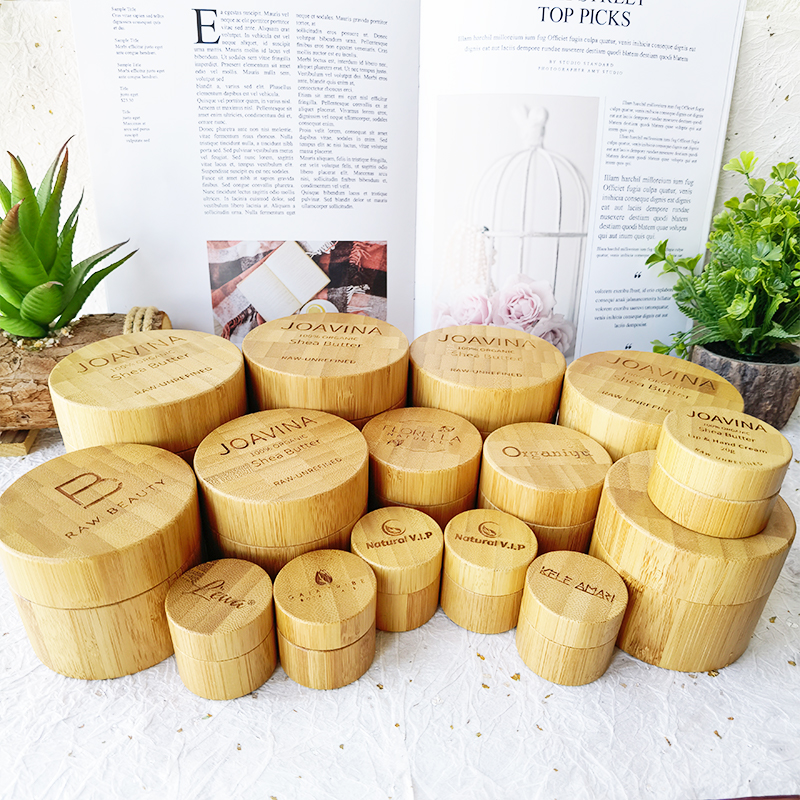 100* 5g 10g 15g 20g 1OZ 50g Balm Cosmetic Bamboo Cream Jars Empty 100g 150g 200g 250g DIY Face Mask Make-up Packaging Travel Set