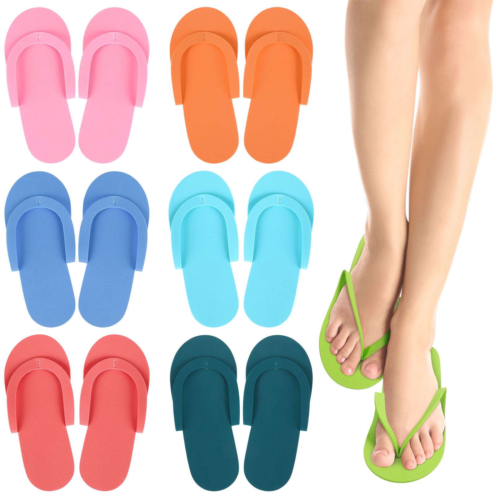 36 Pairs Disposable Slippers Foam Slippers Disposable Spa Slippers Flip Flop Slippers For Pedicure Spa Salon (Random Color)