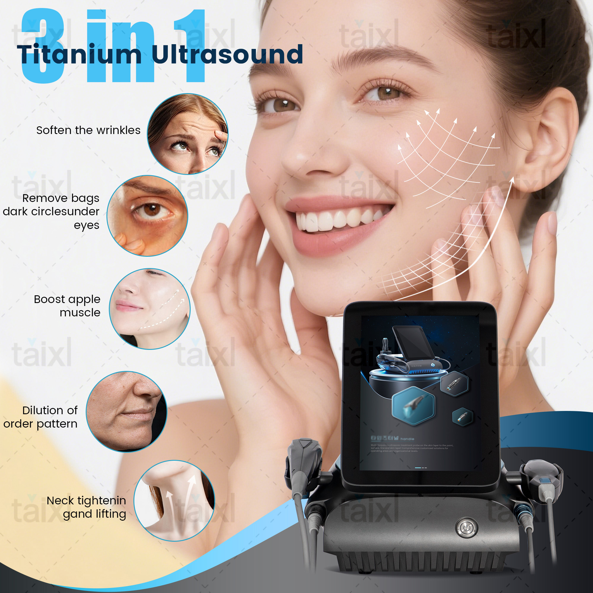 3 in 1 Titanium Alloy Ultrasonic Anti-Aging Fat Dissolving Firming And Shaping Multifunctional Machine