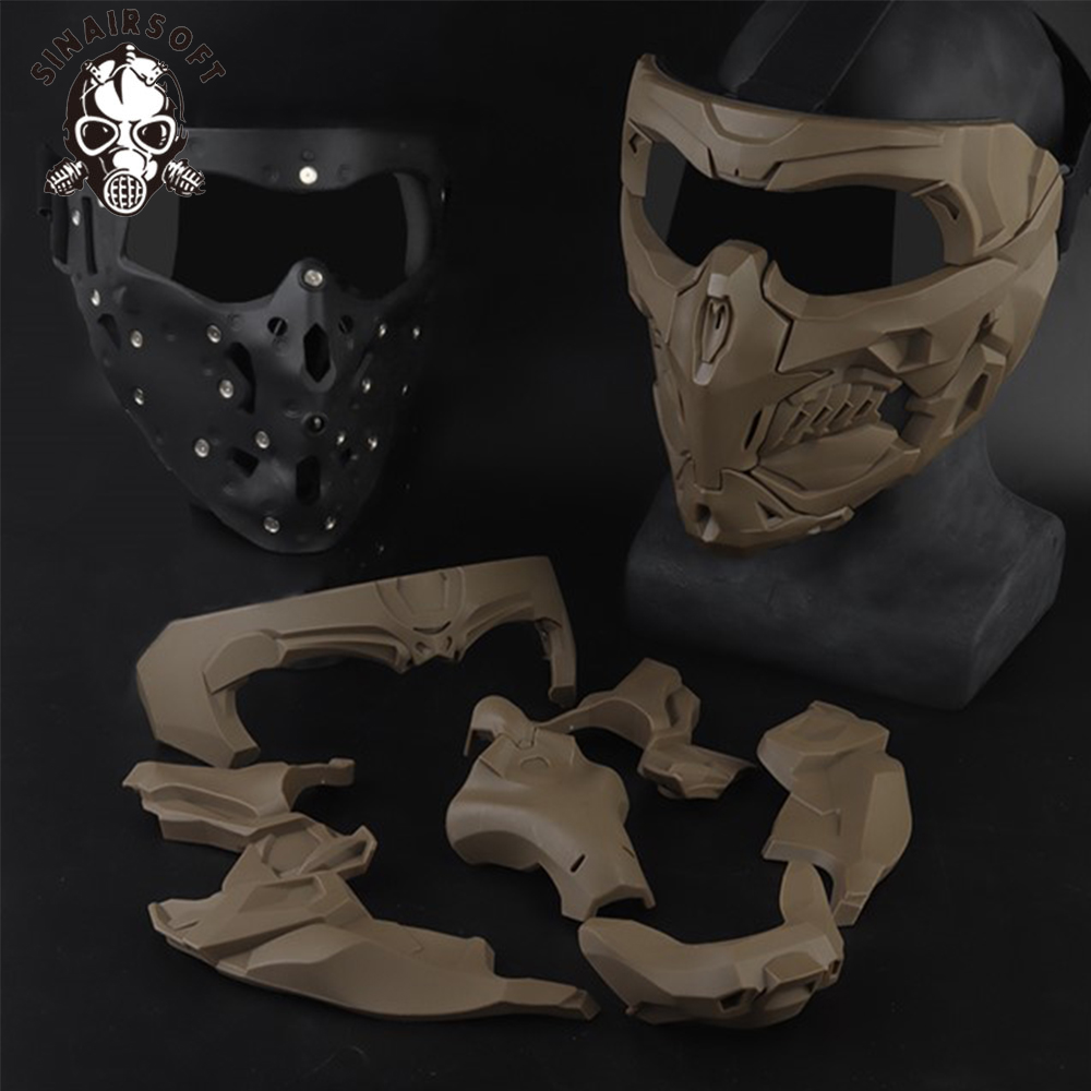 SINAIRSOFT Tactical Mask Airsoft Shooting Cosplay Hunting CS Camping Movie Props Magnetic Adsorption Armor Adjustable DIY Visor