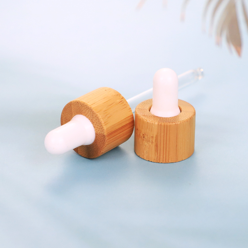 18/410 20/410 Neck Diameter Eco-Friendly Bamboo Essential Oil Bottle Top Bulb Glass Pipette Dropper Lid Cap for 5-100ml Bottles