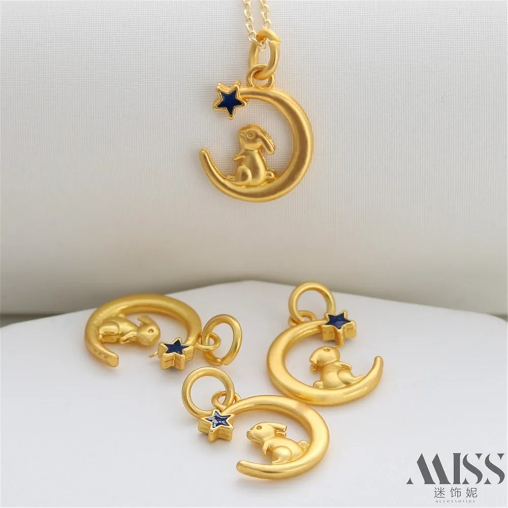 18K Gold Bag Color-preserving Venus Moon Rabbit Pendant DIY Handmade Bracelet Necklace Half Crescent Pendant Jewelry Accessories