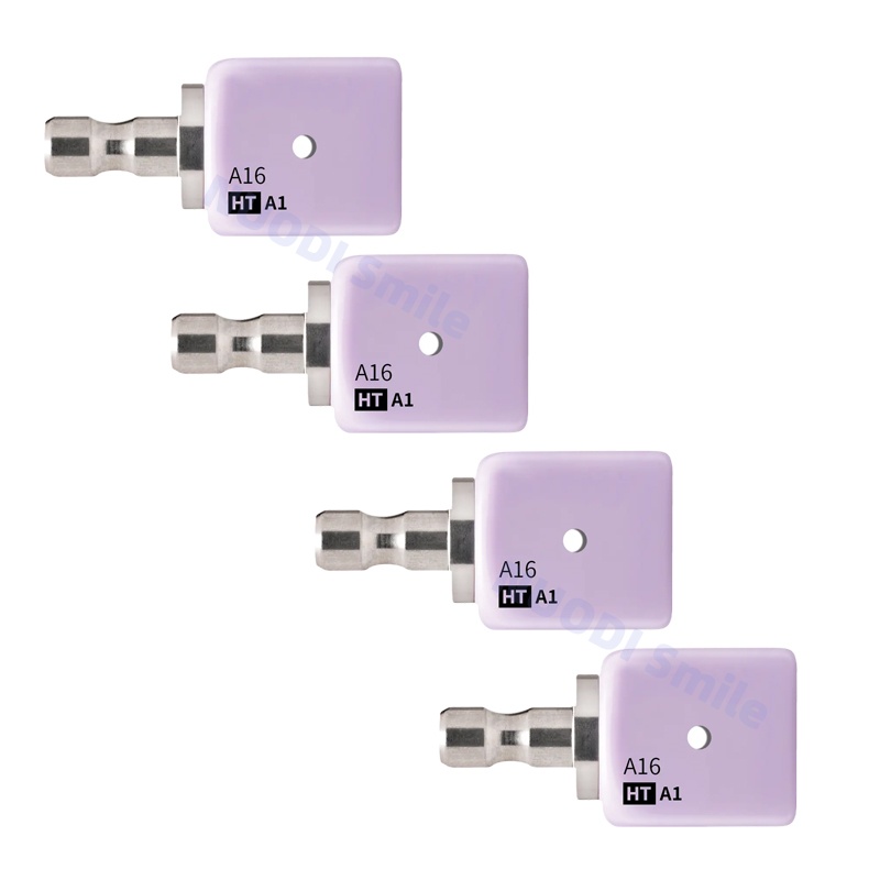 4Pcs Dental Lithium Disilicate Blocks with Hole A16 Dental CAD CAM Glass Ceramic Block LT/HT for Inlays Crown Veneer Materials