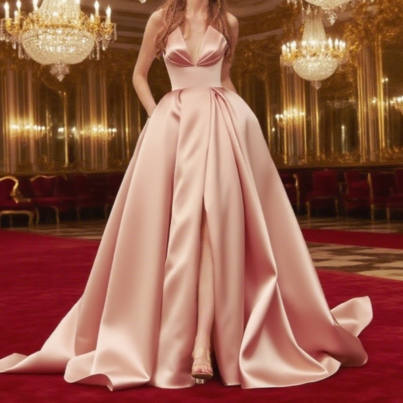 Vintage V-Neck Wedding Dresses for Women Slit A-line Court Train Bridal Dress Pleat Robe De Mariee Customize