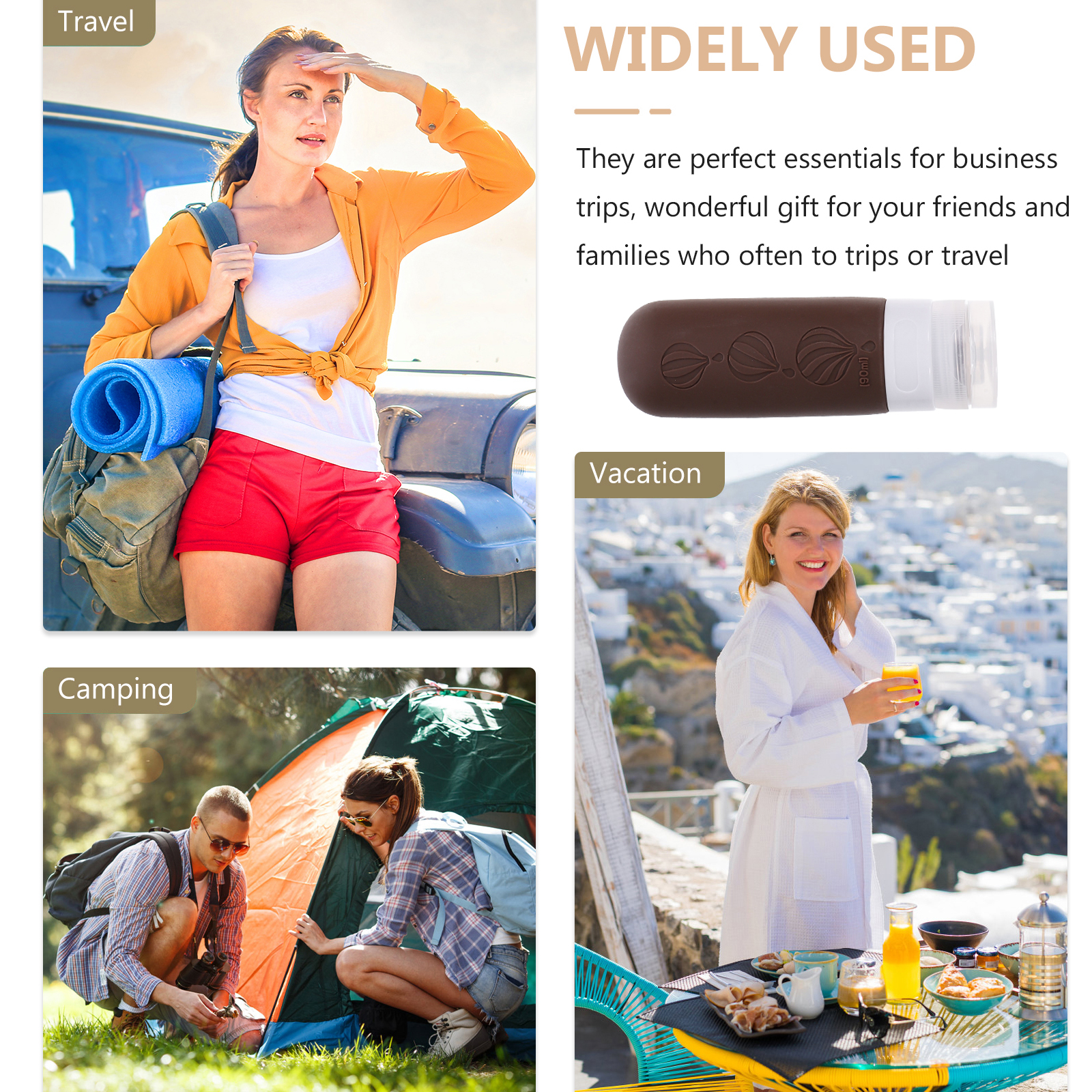 4pcs Silicone Toiletry Bottles Travel Size Shampoo Containers Reusable Empty Bottles For Lotion With Lid In PVC Bag