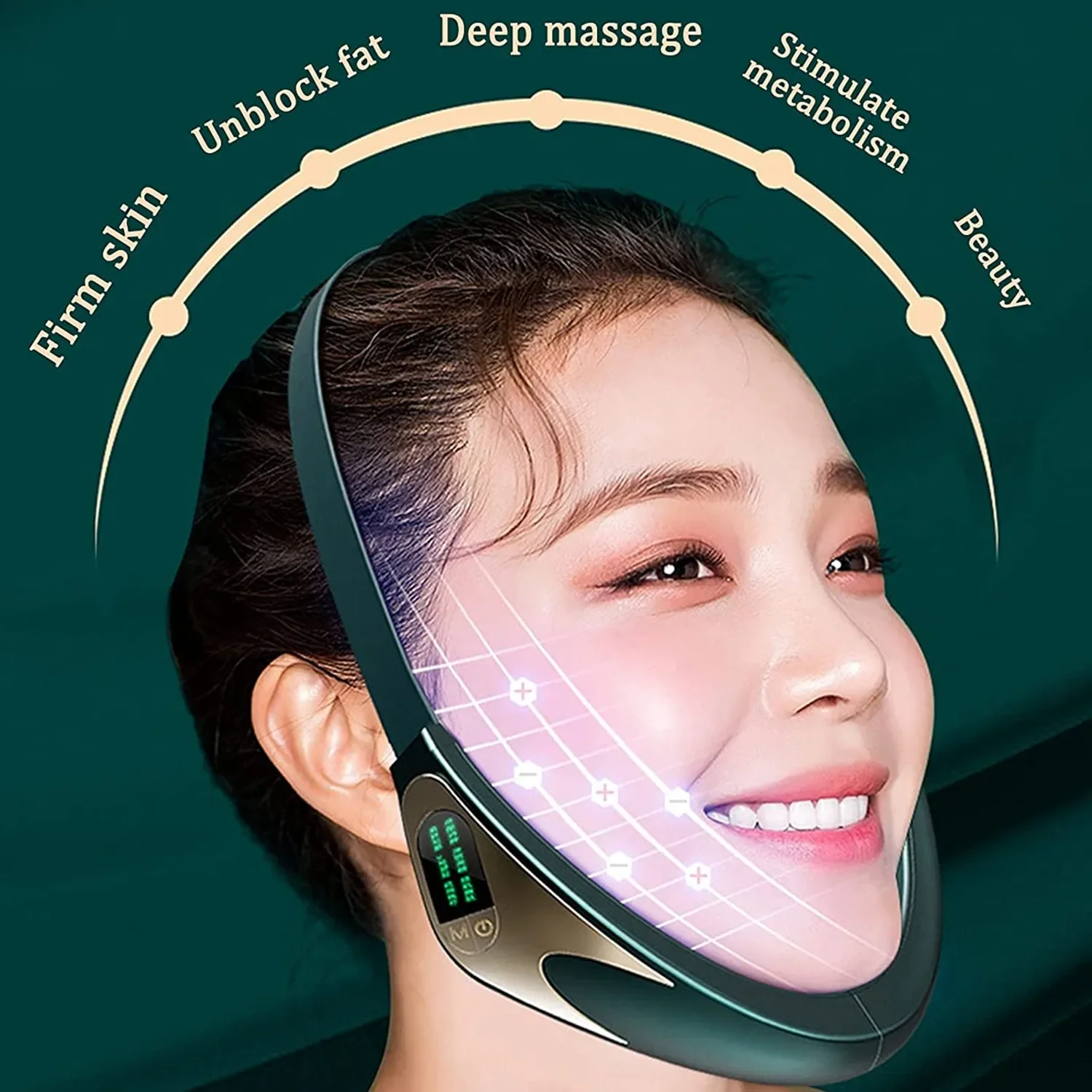 Electric V-shaped Facial Plastic Massager Lifts Neck Anti-wrinkle Red and Blue Double Chin Plastic Beauty Instrument Remote Cont