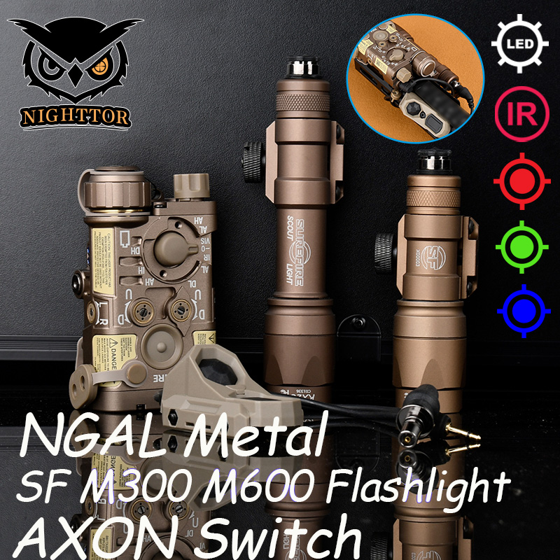 WADSN Surfire Metal NGAL SF M300 M600 Flashlight PEQ-15 IR Aiming Red Dot Green Blue Indicator LED Scout Light For 20mm Rail