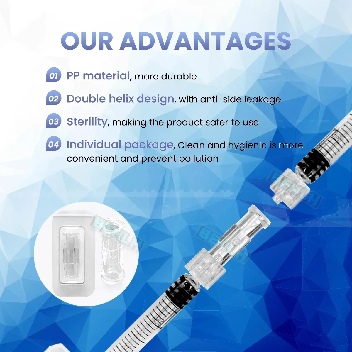 High Leak Proof Double Pp  Helix Medical Sterile Luer Lock Adapter 10-100PCS Transparent Plastic Syringe Connector Tool Parts