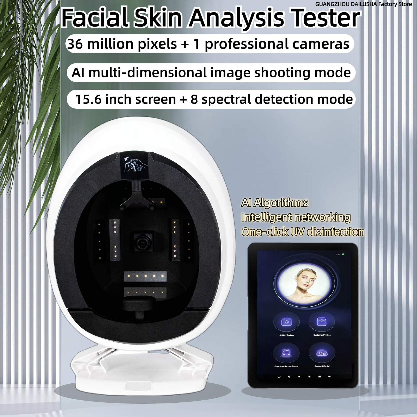 Q1 UV AISIA 3D AI Facial Skin Analyzer Detection Skin Problem Diagnosis 8 Spectrum Professional Analysis Beauty Salon Equipment