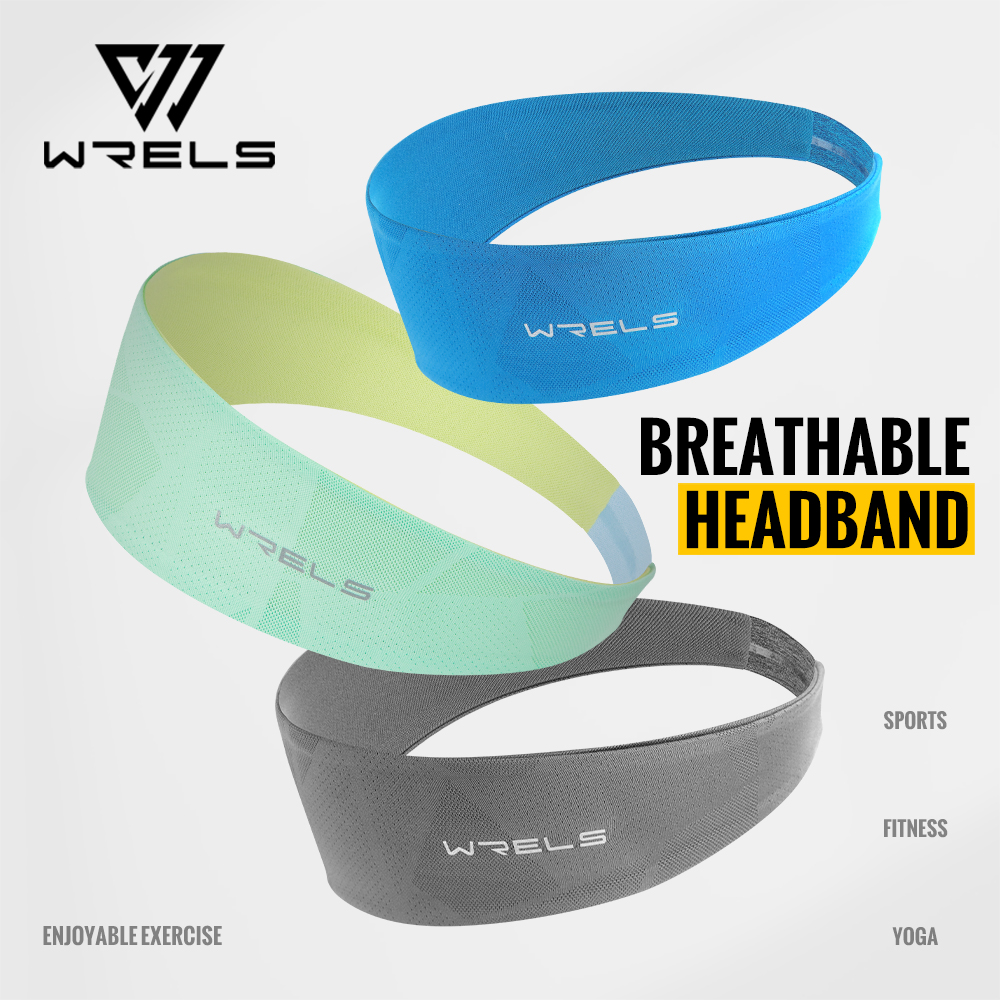 WRELS Sports Headbands Non-Slip Moisture Wicking Breathable Workout Sweatband Fitness Running Cycling Football Yoga Hairband