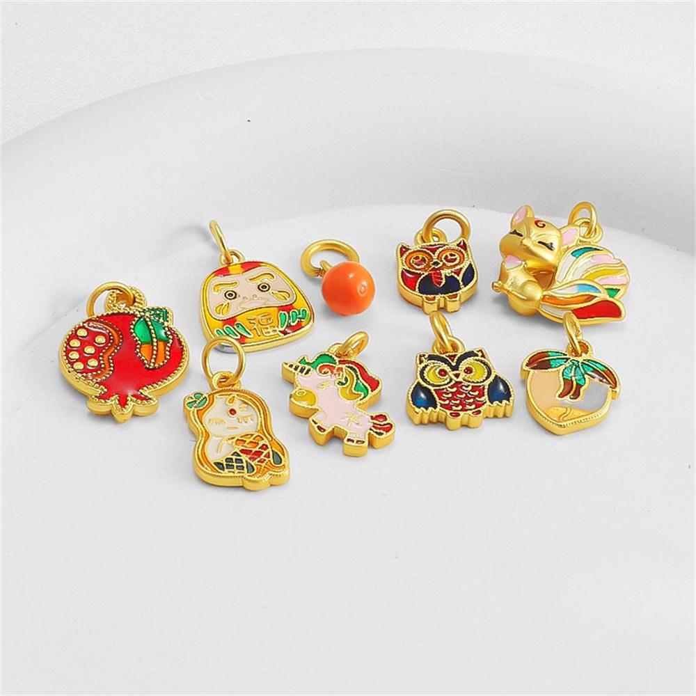 1pcs 14k Copper Gold Color Multi-drop Oil Small Cherry Red Ball Pendant Diy Bracelet Necklace Handmade Jewelry Charm Accessories