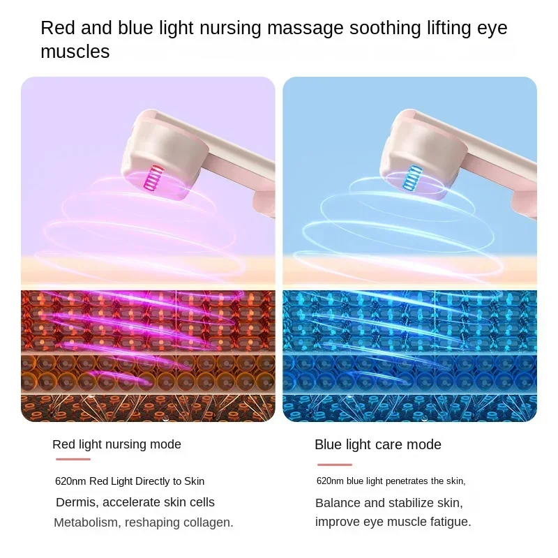 Micro-current Hot Compress Eye Beauty Instrument, Red Blue Light Introduction Eye Instrument, Electric Vibration Eye Massager